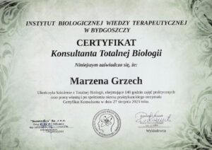 Certyfikat konsultanta Totalnej Biologii