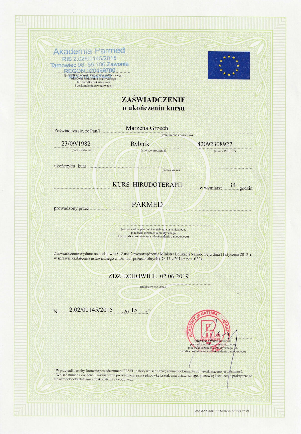 Dyplom - teapie manualne