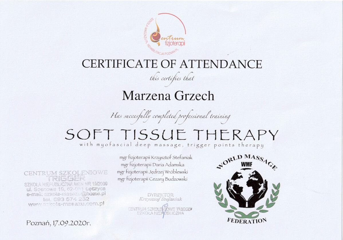Certyfikat - Soft Tissue Therapy