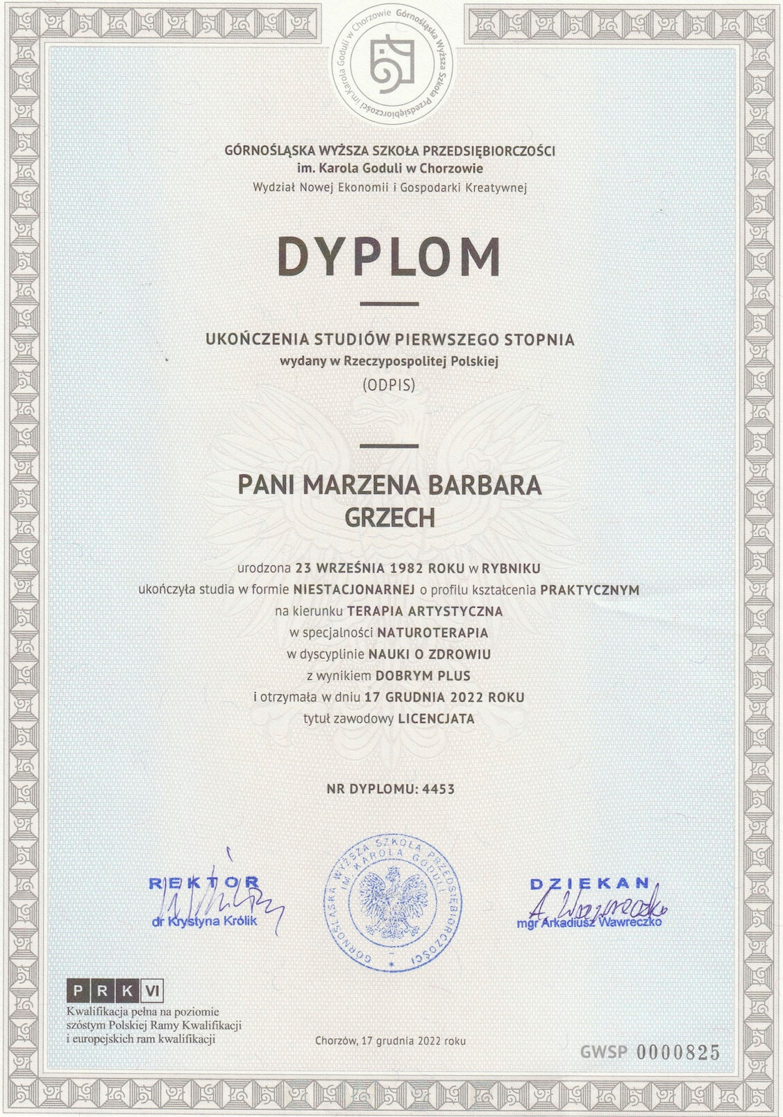 Dyplom - studia podyplomowe Naturoterapia